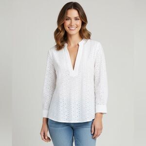 Take 50% OFF- One n More White Eyelet Blouse, Size-M